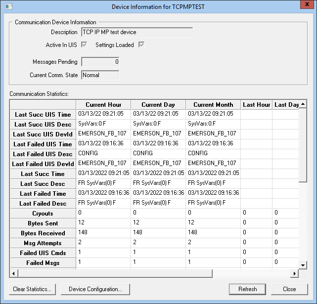 Device Information Dialog Box Device Information Dialog Box